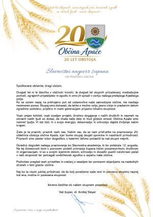 INFOrmator - POVABILO NA PRAZNOVANJE 20. PRAZNIKA OBČINE APAČE